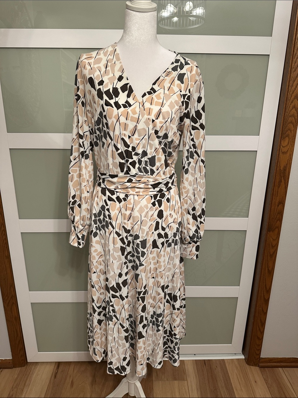 H&M Richard Allen Print Long Sleeve Wrap Dress size M